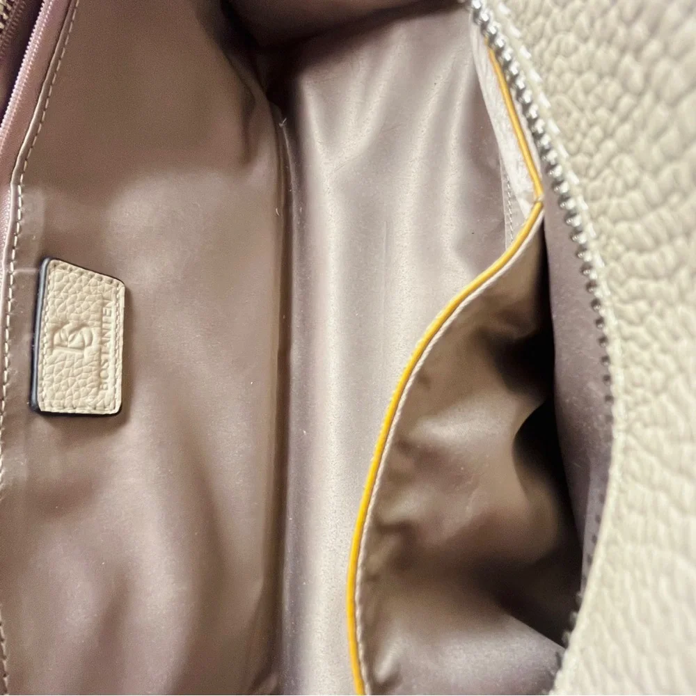 BOMANIER Beige Shoulder Bag with Tan Handles